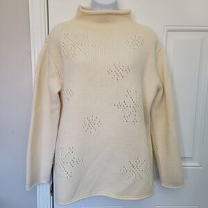JONES NEW YORK Women’s Snowflake Sweater Cream Wool Angora Rabbit Size Medium